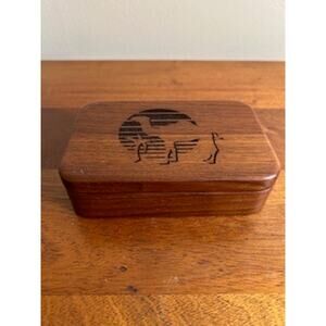 Vintage Wooden Camel Cigarette Trinket Box Laser Cut Oasis Logo Hinged Keepsake